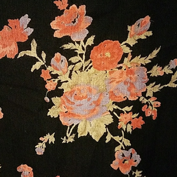 Off Shoulder Black Floral Top with thin straps - Picture 2 of 6